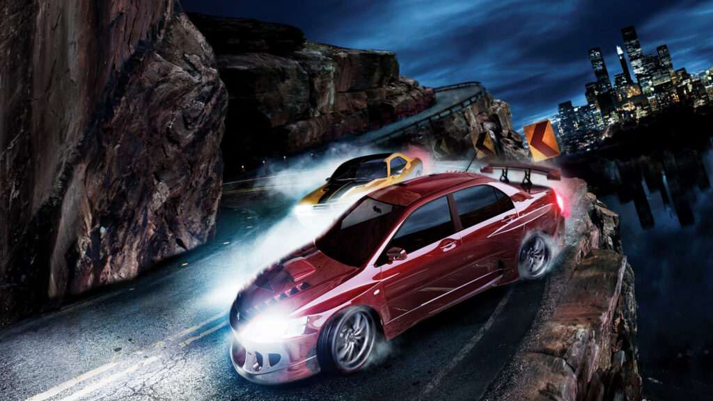 Racing Cars on Mountain Cliffside 4K Wallpaper