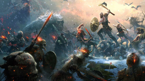 God of War Battle Scene High Quality PC Wallpaper