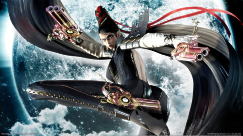 Bayonetta Action Pose HD Desktop Wallpaper