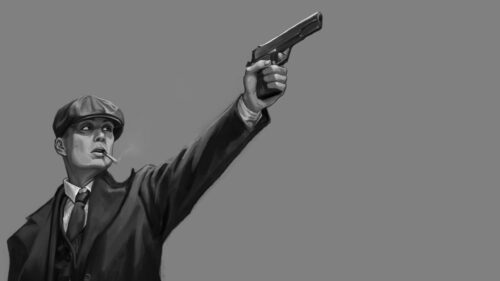 Thomas Shelby Monochrome Illustration Desktop Wallpaper