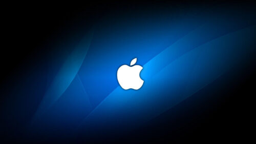 Minimalist Blue Abstract Apple Logo Desktop Wallpaper