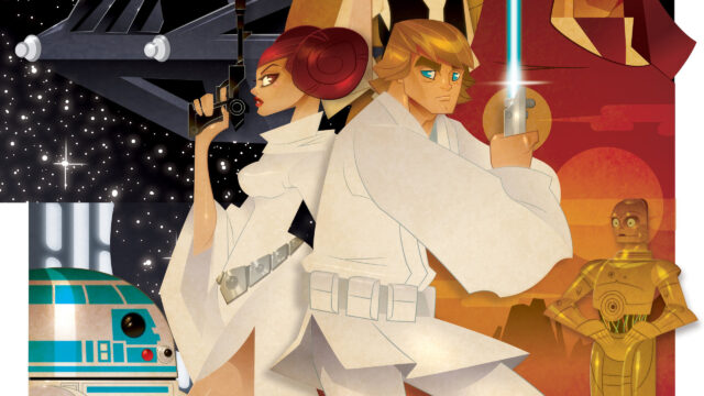 Star Wars Stylized Luke and Leia Illustration Desktop Wallpaper
