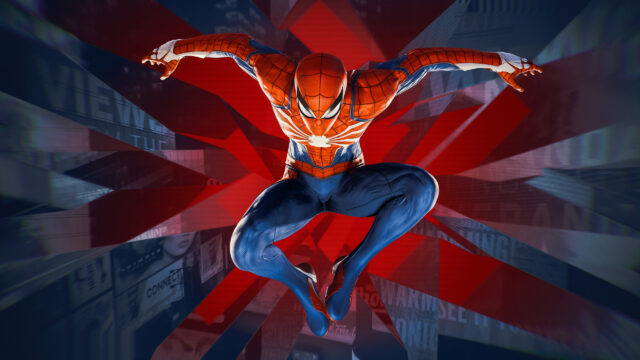 Spider-Man Jumping in Mid-Air Action Desktop Wallpaper