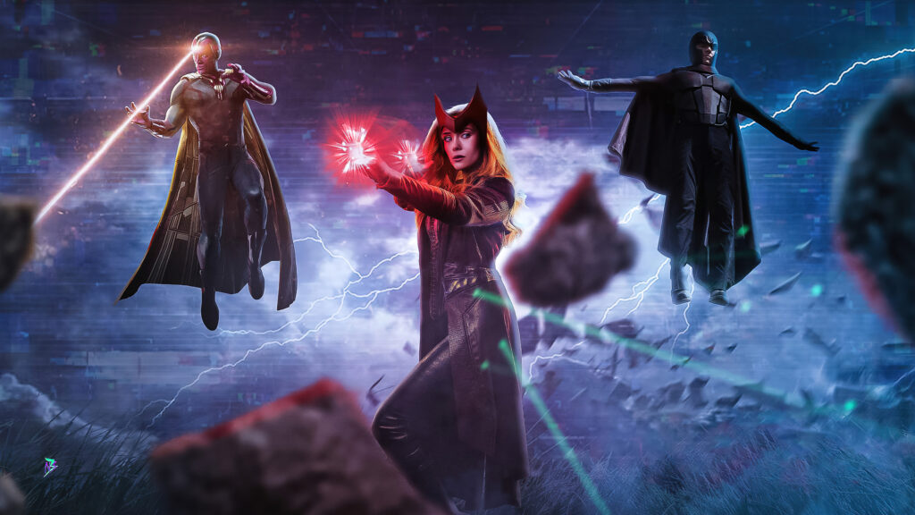 WandaVision and Magneto Fantasy Battle Desktop Wallpaper