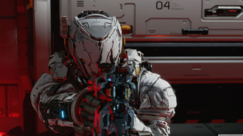Futuristic Sci-Fi Soldier with Tactical Gear 4K Desktop Wallpaper
