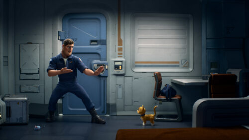 Buzz Lightyear and Sox in Space Station Desktop Wallpaper