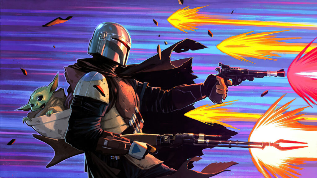 The Mandalorian and Grogu Action Sequence 4K Desktop Wallpaper
