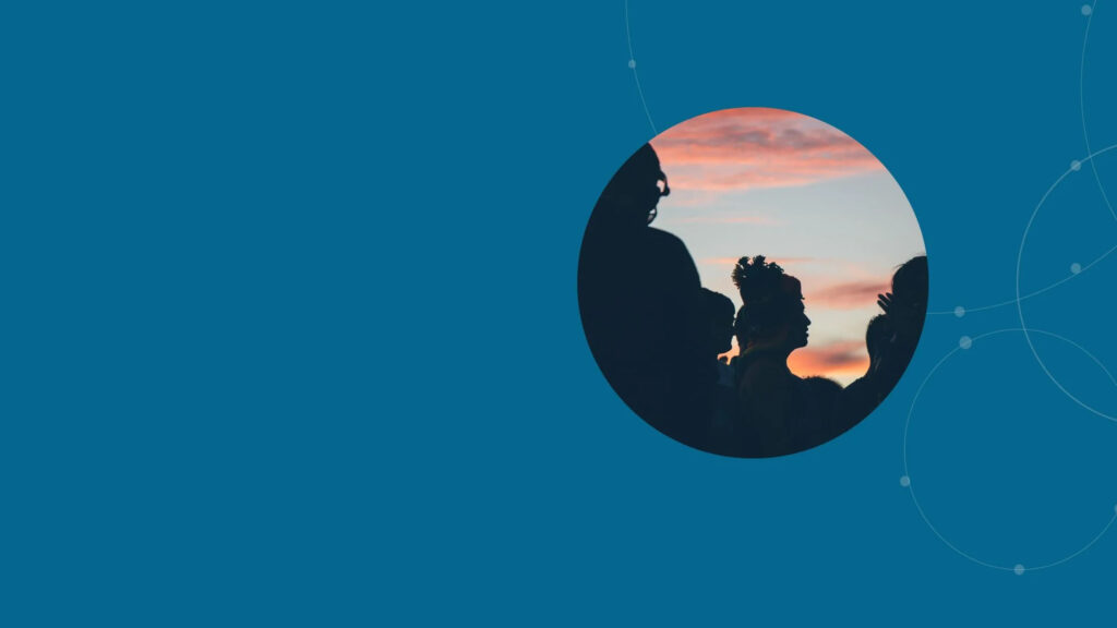 Silhouetted People at Sunset Artistic Desktop Wallpaper