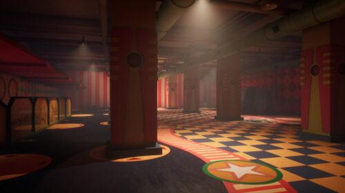 Neon Carnival Circus Hallway Desktop Wallpaper