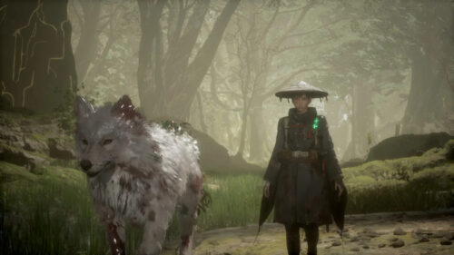 Young Traveler and Wolf Spirit Desktop Wallpaper