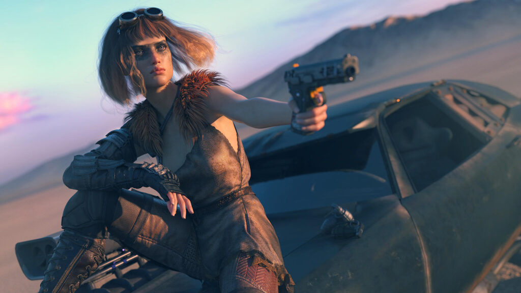 Post-Apocalyptic Warrior Woman Desktop Wallpaper