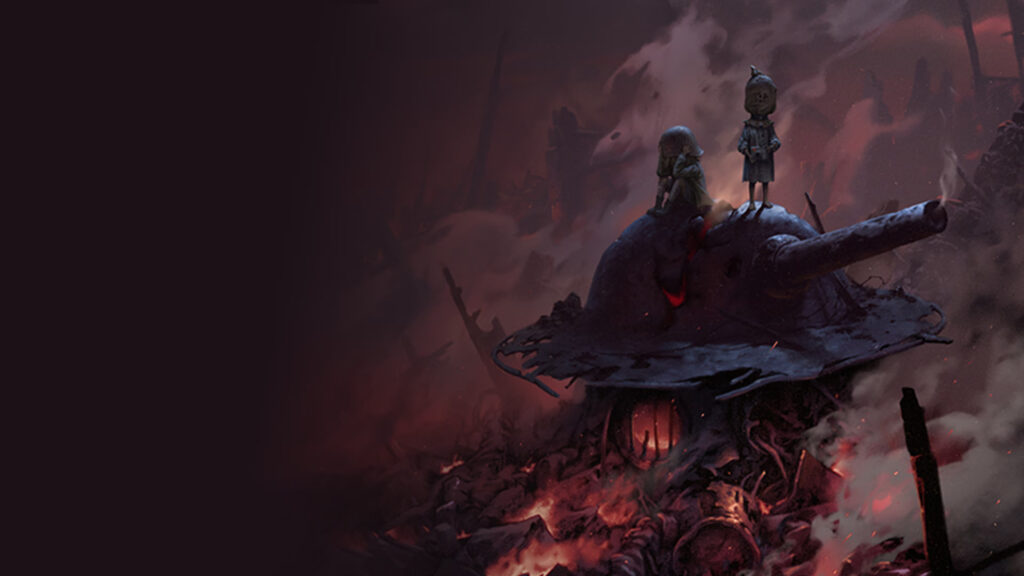 Dark Fantasy Ruined Battlefield and Figures Desktop Wallpaper