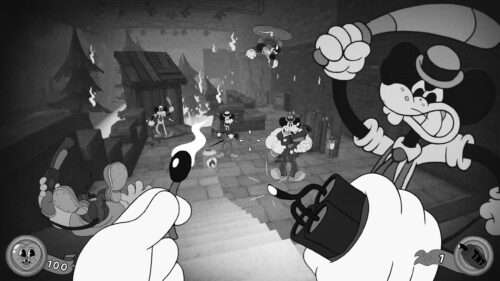 Mickey Mouse Inspired Retro Noir Action Desktop Wallpaper