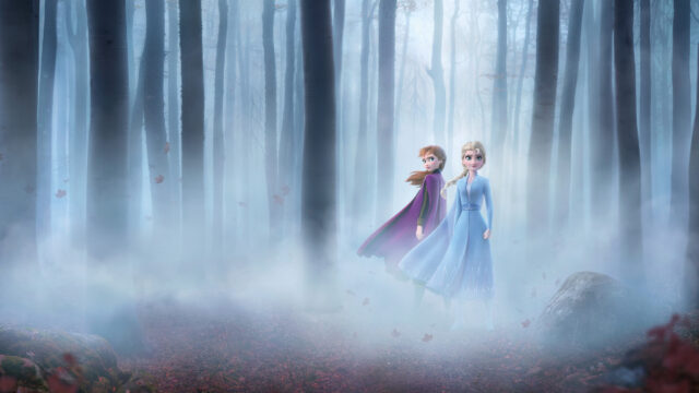 Anna and Elsa Frozen 2 Enchanted Forest Desktop Wallpaper