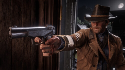 Arthur Morgan with M1899 Pistol Red Dead Redemption 2 Desktop Wallpaper
