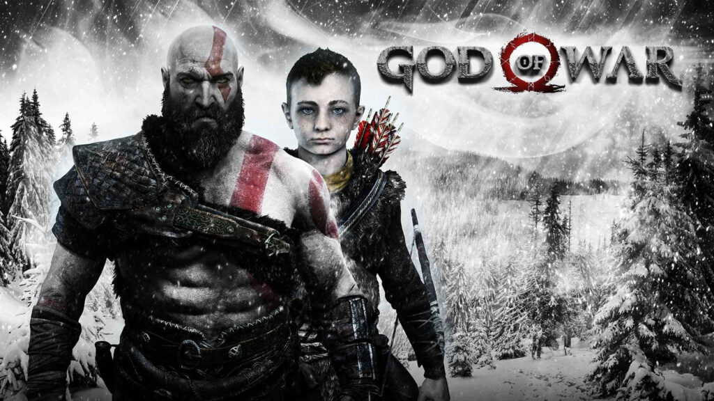 God of War Kratos and Atreus Snowy Landscape Desktop Wallpaper
