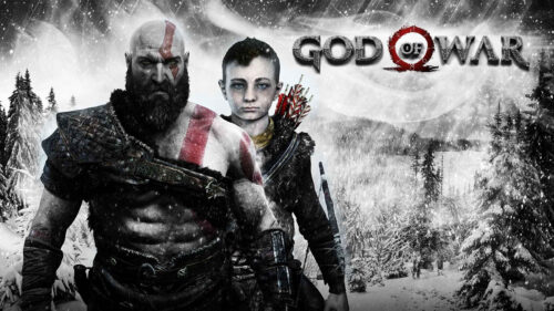 God of War Kratos and Atreus Snowy Landscape Desktop Wallpaper