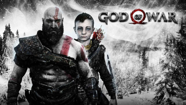 God of War Kratos and Atreus Snowy Landscape Desktop Wallpaper