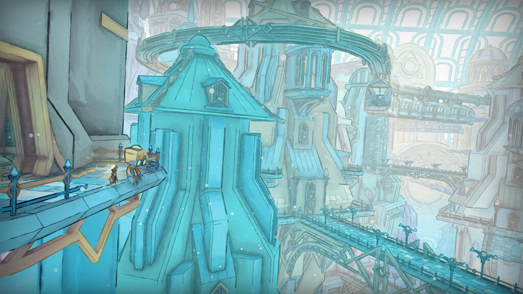 Fantasy Cityscape Exploration Desktop Wallpaper