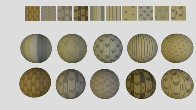Set of Stylized Geometric Patterned Material Spheres Desktop Wallpaper