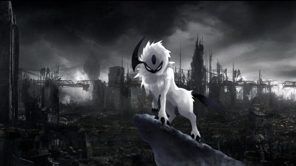 Absol Pokémon Post-Apocalyptic Ruins Desktop Wallpaper