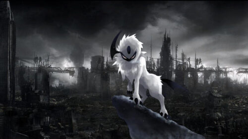 Absol Pokémon Post-Apocalyptic Ruins Desktop Wallpaper