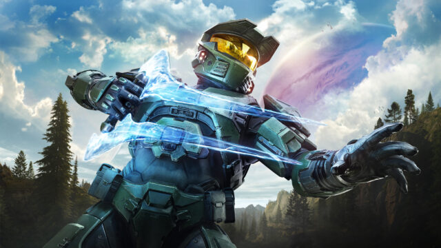 Master Chief Energy Sword Action Scene 4K Desktop Wallpaper