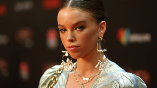 Portrait of a Glamorous Young Celebrity Desktop Wallpaper