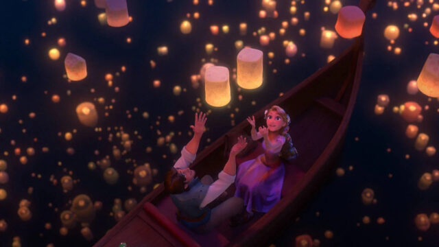 Rapunzel and Flynn Rider Lantern Scene Desktop Wallpaper