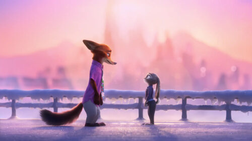 Nick Wilde and Judy Hopps Standing in the Snow Desktop Wallpaper