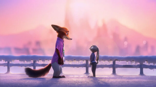 Nick Wilde and Judy Hopps Standing in the Snow Desktop Wallpaper