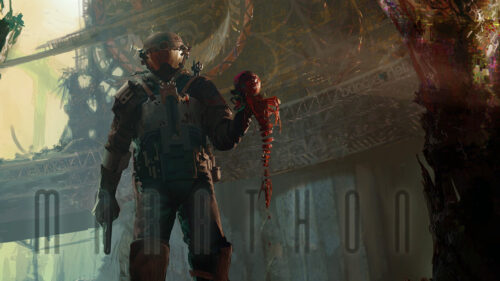 Marathon Sci-Fi Warrior Concept Art Desktop Wallpaper