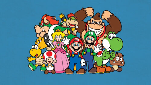 Super Mario Character Ensemble 4K Desktop Wallpaper