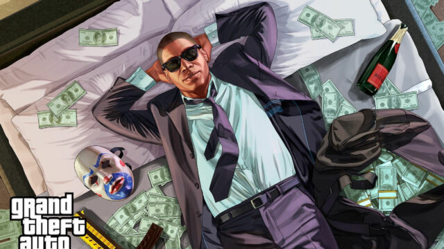 Grand Theft Auto Online Character Lying on Bed Desktop Wallpaper