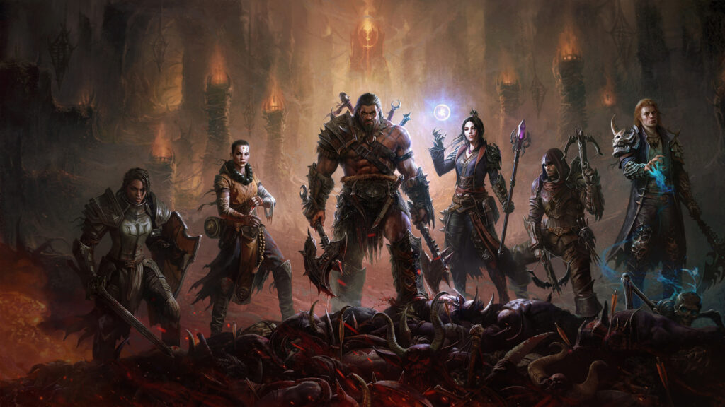 Diablo Immortal Heroes Battle Scene 4K Desktop Wallpaper