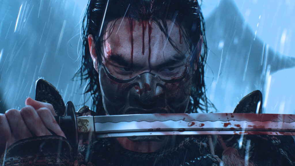 Bloody Samurai Warrior in the Rain 4K Desktop Wallpaper