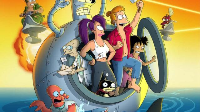 Futurama Cast Stranded at Sea Desktop Wallpaper