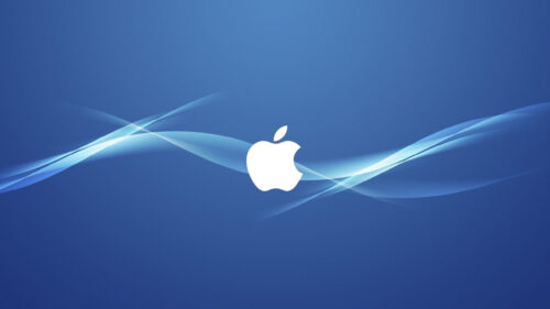Minimalist Blue Apple Logo Aesthetic Desktop Wallpaper