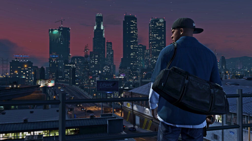 Franklin Clinton GTA V Los Santos Night View Desktop Wallpaper