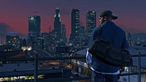 Franklin Clinton GTA V Los Santos Night View Desktop Wallpaper