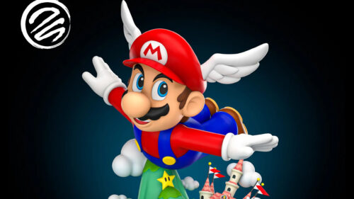 Winged Mario Flying Over Peach’s Castle 4K Wallpaper