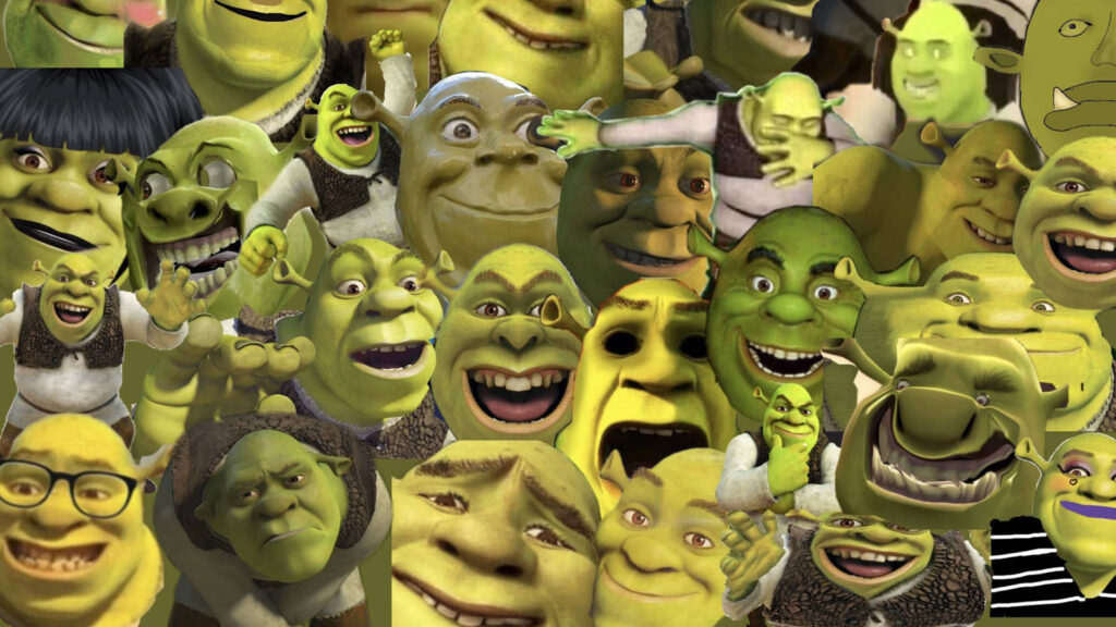 Collage of Shrek Faces 4K Desktop Wallpaper