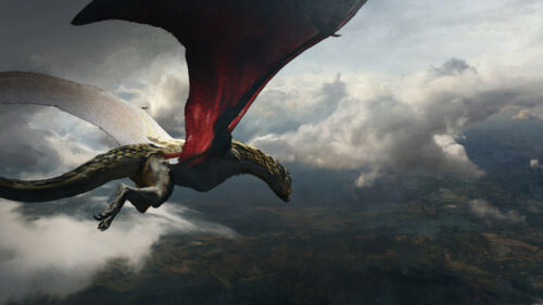 Stunning Dragon Flight Over Aerial Landscape Desktop Wallpaper