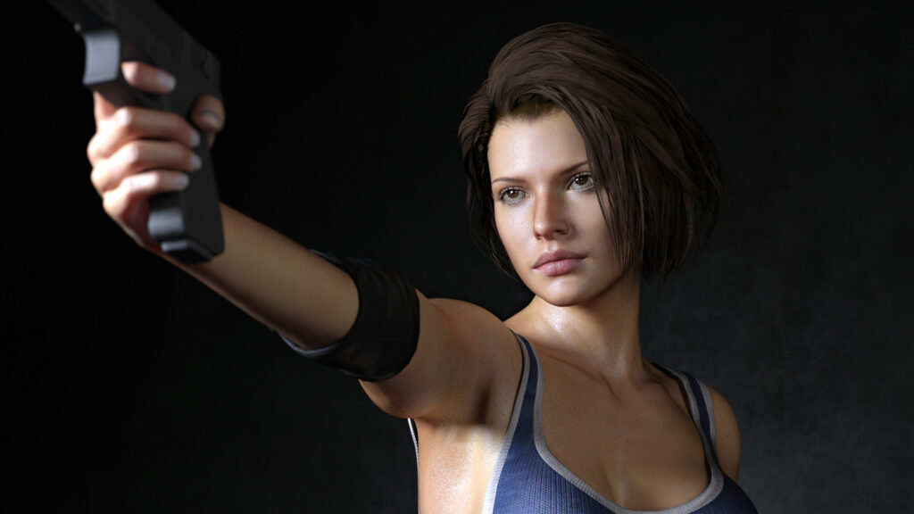 Jill Valentine Resident Evil 3 Remake Portrait Desktop Wallpaper