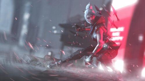 Jett from Valorant Action Pose 4K Desktop Wallpaper