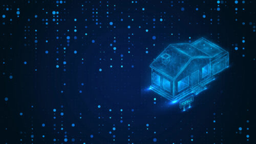 Digital Real Estate Blue House 4K Desktop Wallpaper