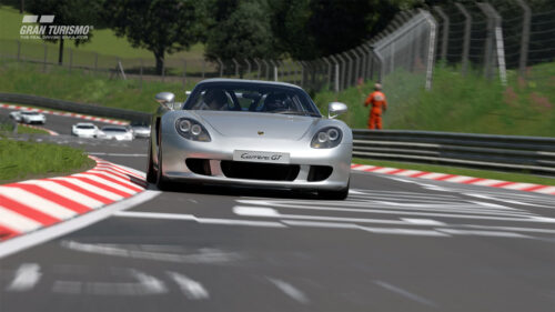 Porsche Carrera GT Racing on Nurburgring Desktop Wallpaper