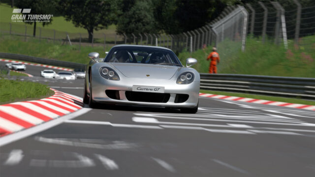 Porsche Carrera GT Racing on Nurburgring Desktop Wallpaper