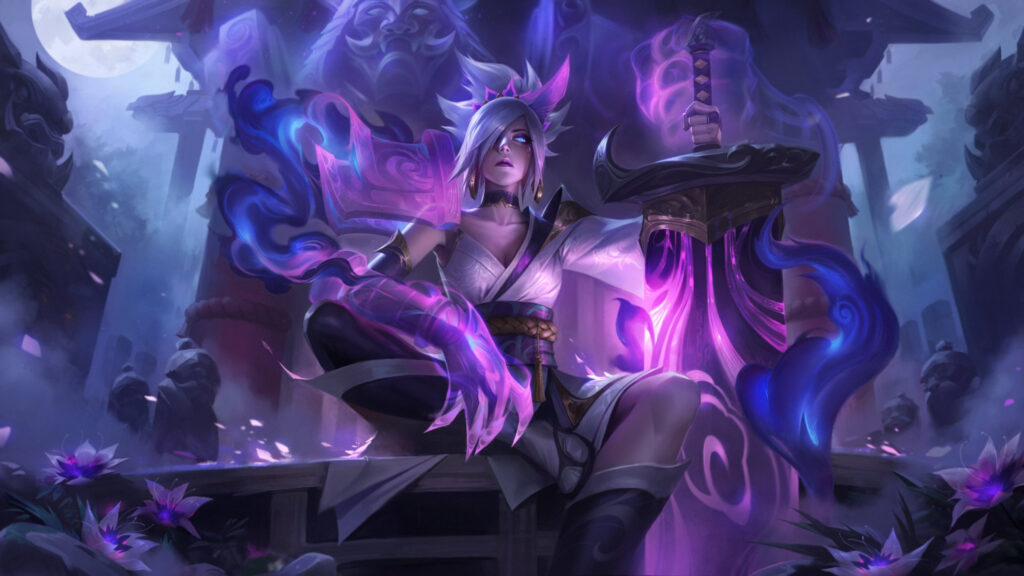 Spirit Blossom Riven Fantasy Warrior Desktop Wallpaper
