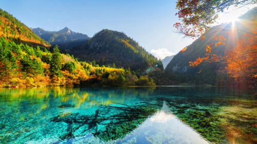 Jiuzhaigou National Park Five Flower Lake Desktop Wallpaper